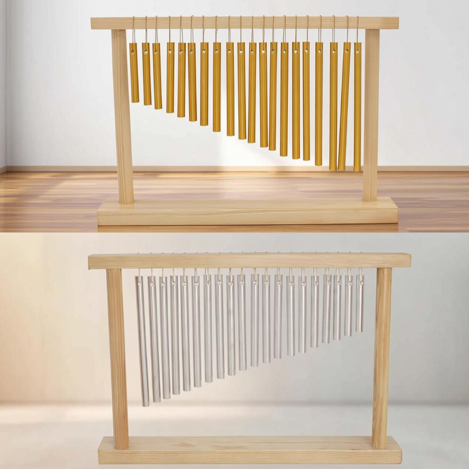 Carillón Viento 20 Notas Musical Carillón Mesa con Soporte Resonante Percusión para Estudiantes, Niños, Escuela, Plateado