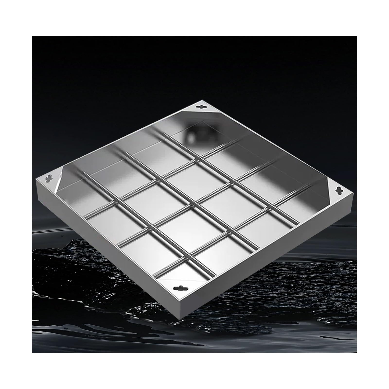 Plaque d'égout invisible carrée et ronde 70x70x8 cm pour drain extérieur