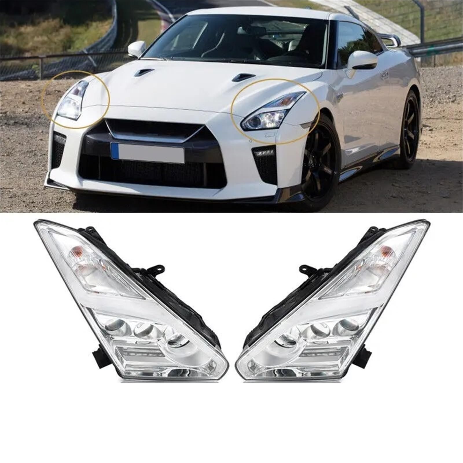 Faro Fanale Proiettore Per Nissan R35 Per GTR Coupe 2 Porte 2009-2022 Coppia Fari Anteriori A LED FDRL Gruppo Fari Proiettore Gruppo Fari