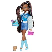 Barbie Dream Besties – Barbie “Brooklyn”, bambola snodata alla moda con lunghi capelli neri, cucciolo Pumpkin e 9 accessori a tema musicale inclusi, giocattolo per bambini, 4+ anni, HYC22