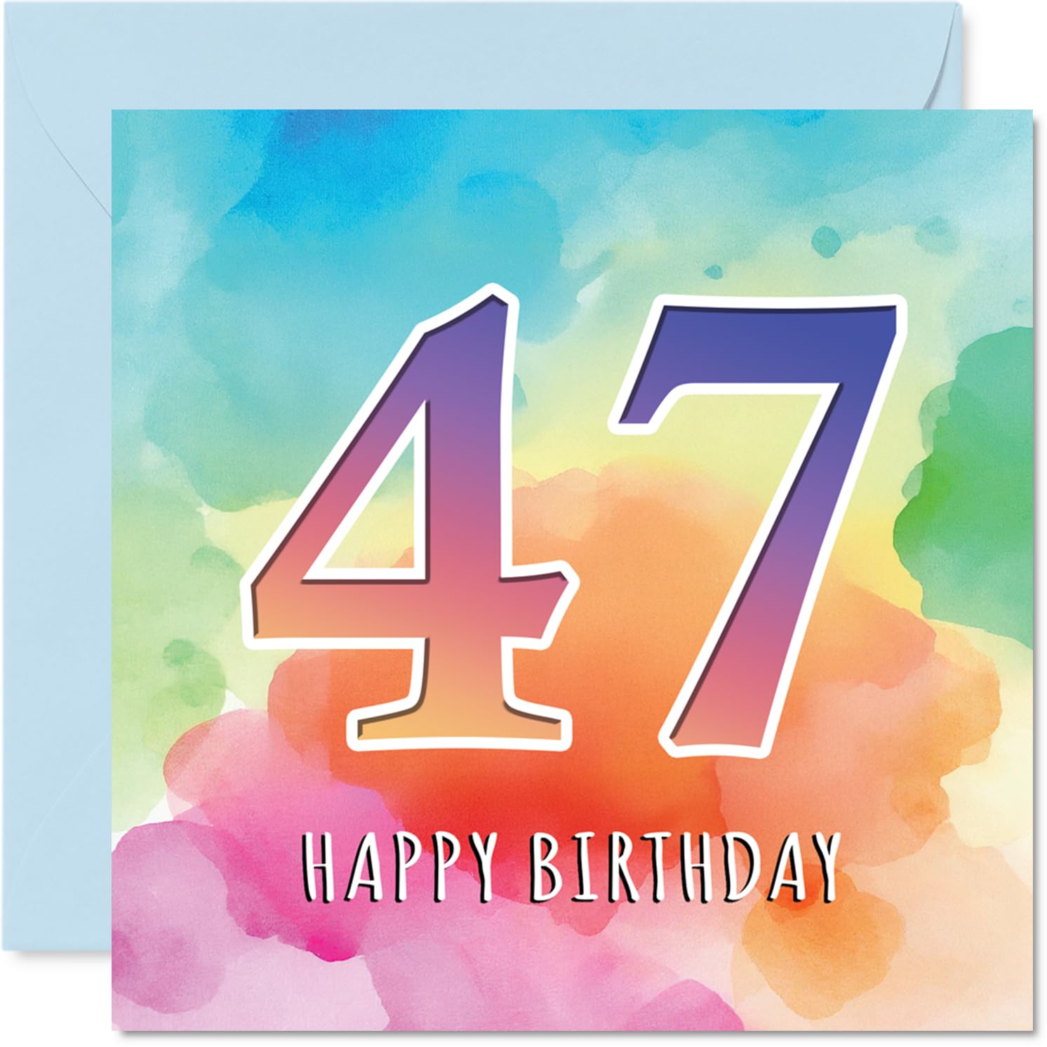 47th Birthday Cards for Women and Men, Colourful Watercolour Age