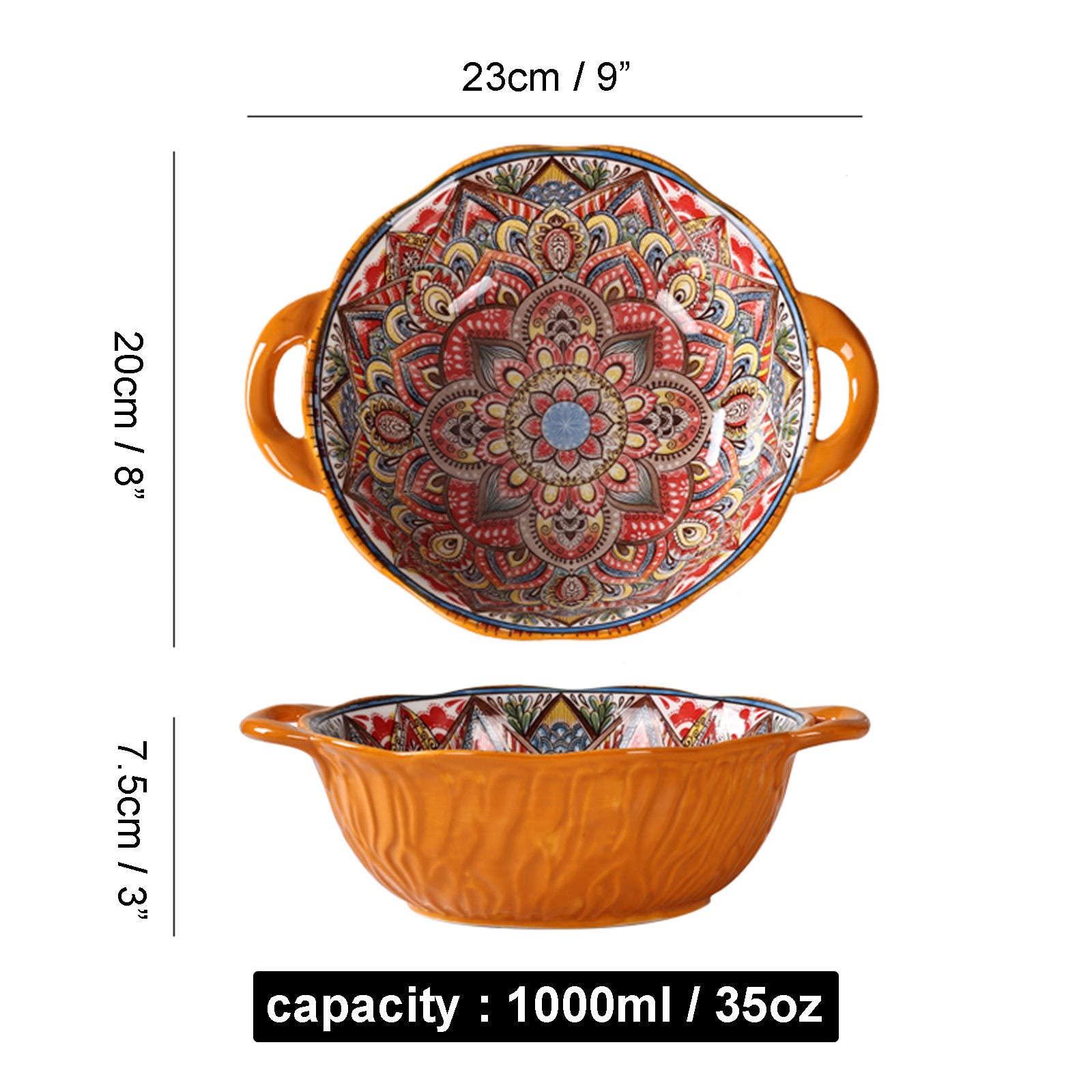 Vaisselle Bol à soupe ramen en céramique, tasse à soupe, grand bol à ramen en céramique, bol à soupe à l'oignon profond allant au four, bol de service allant au micro-ondes.-vert-1000 ml 35 oz (couleu
