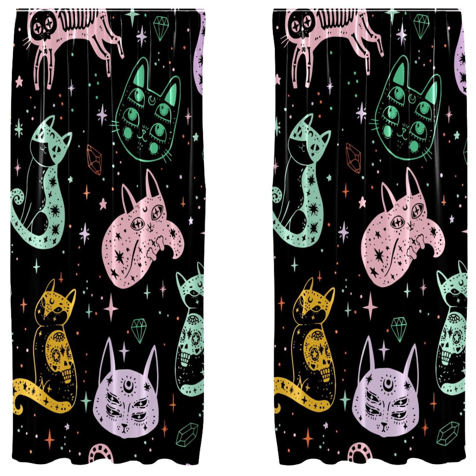 Rideaux de fenêtre occultants en microfibre Lovely Cat 140x213 cm