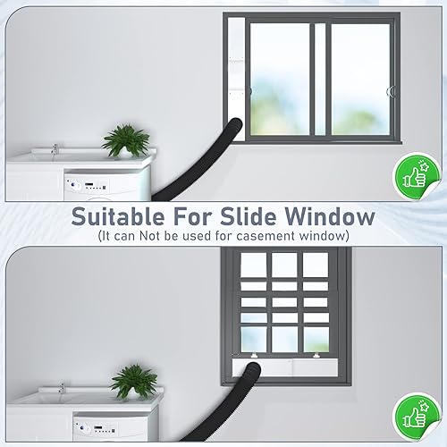 Miniatura 6 de Flamorrow Kit de ventana de ventilación para secadora, kit de ventilación de ventana para manguera de ventilación de secadora con 4 pulgadas de