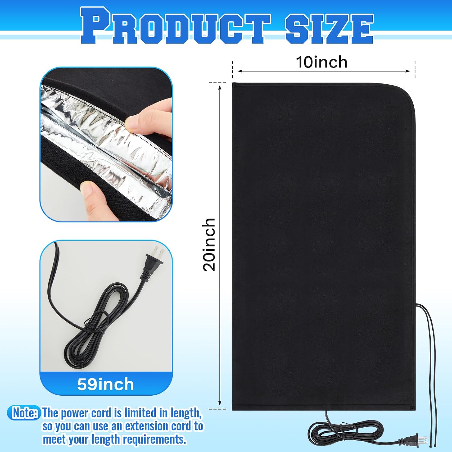 1 Pcs 20" L x10 W Electric Heated Outdoor Faucet Cover for Winter Freeze Protection Heating Hose Bib Covers for Winter, Water Pipe Heater for Garden Faucet Insulated Spigot Protector, Black