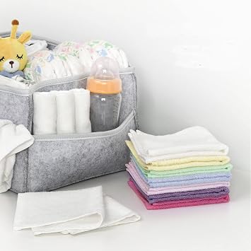 6 Pack Baby Girl Washcloths Bulk for Newborn, Extra Soft Face Bath Towel for Toddler, Absorbent Kids Wash Rag for Body, 70% Rayon Derived from Bamboo, 30% Cotton, 10x10, Purple/Pink/Rose
