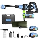MUPEAK Brushless Cordless Pressure Washer, 1500PSI Portable Power Washer with 2 Rechargeable & Removable Batteries, 3 Adjustable Modes/6 in 1 Nozzle, Battery Operated Pressure Washer for Car, Blue