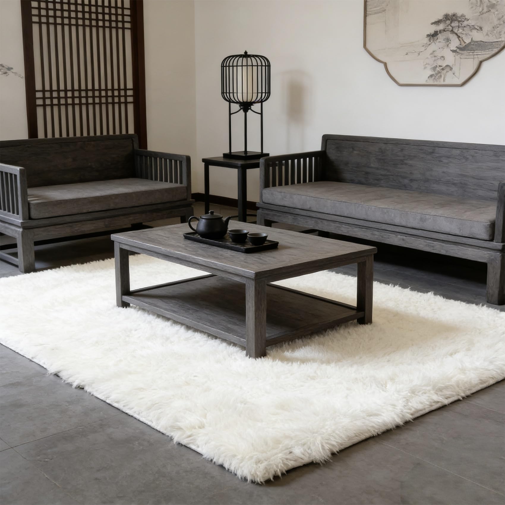 Tapis de canapé blanc pour salon et chambre moderne
