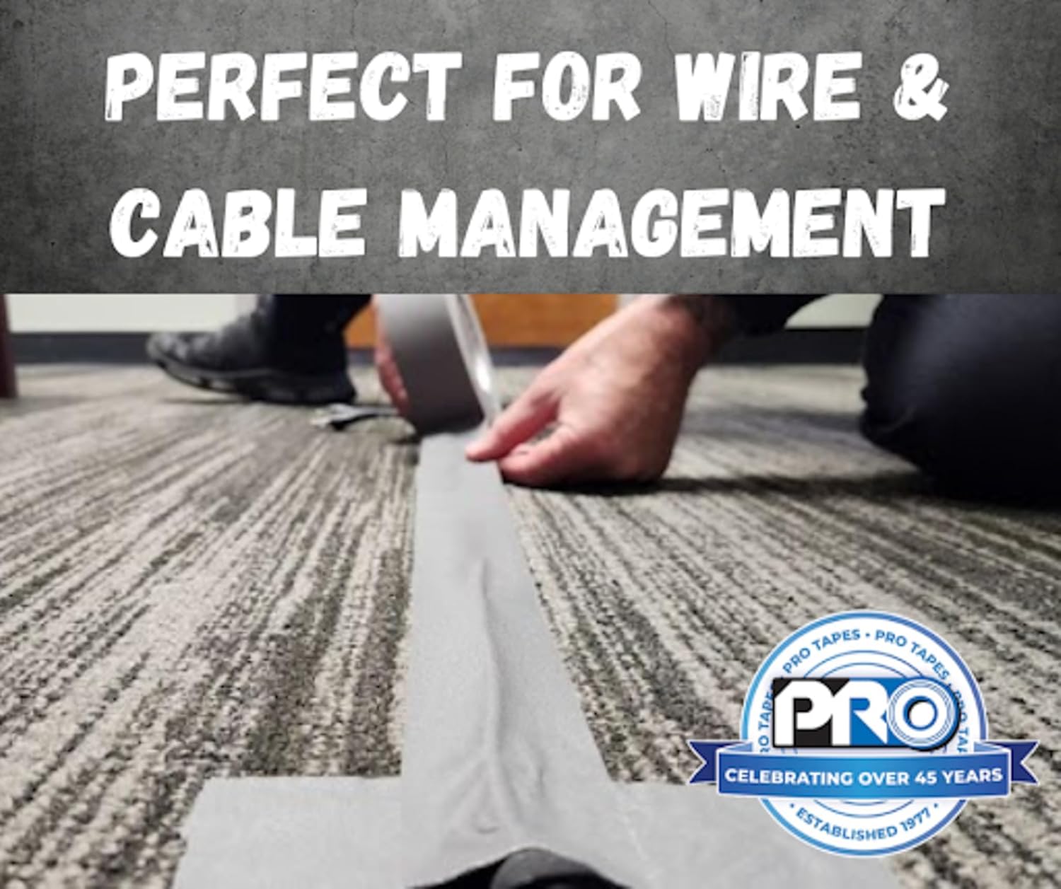 ProTapes Pro Gaff Premium Matte Cloth Gaffer's Tape with Rubber Adhesive, 11 mils Thick, 55 yds Length, 2" Width, Dark Grey