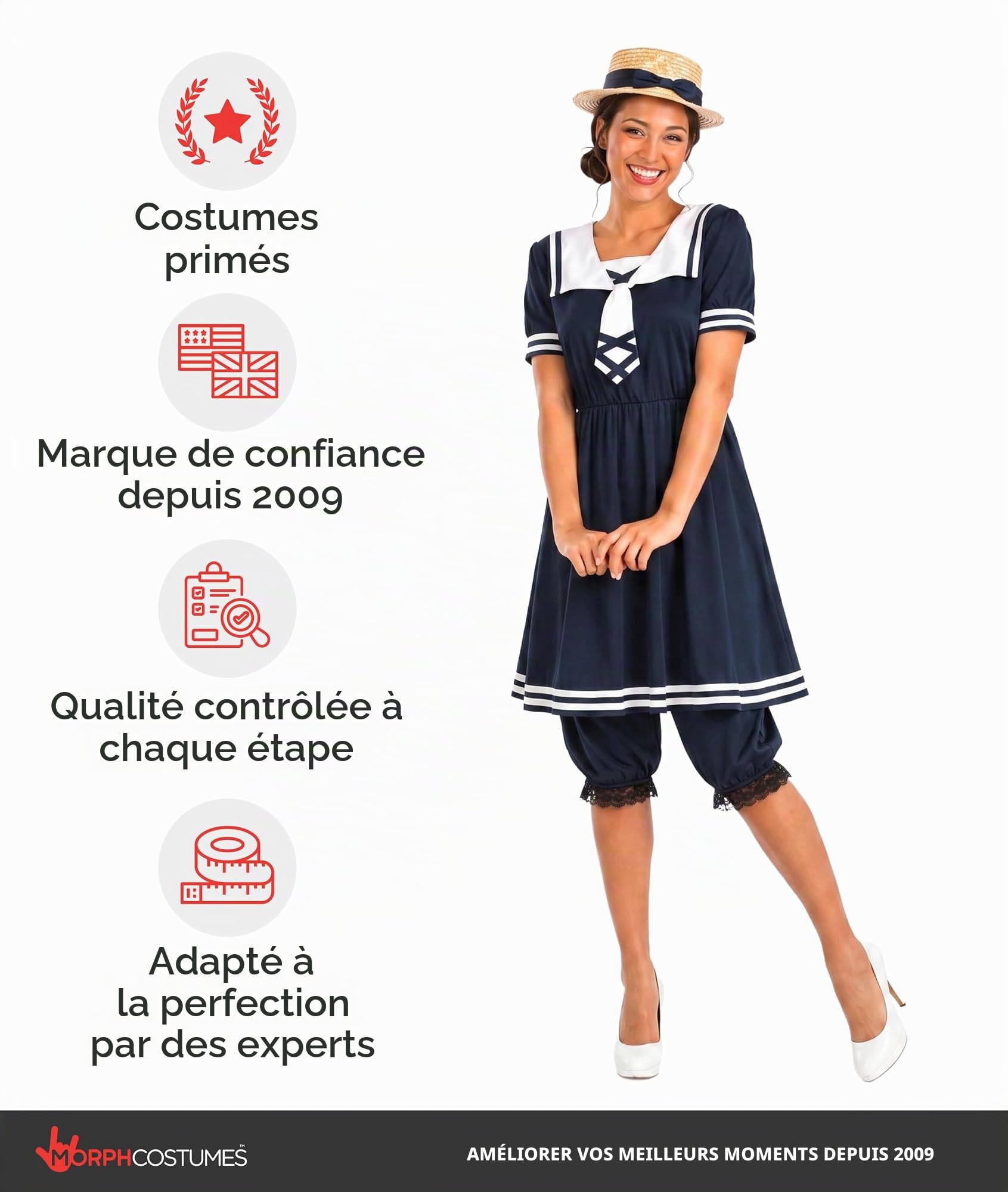 Fun Shack Deguisement Victorien Femme, Costume Baigneuse Halloween | Robe, Bloomer Assorti & Chapeau, Look Victorien d'Antan, À Enfiler, Parfait pour Halloween, Idéal pour se Déguiser