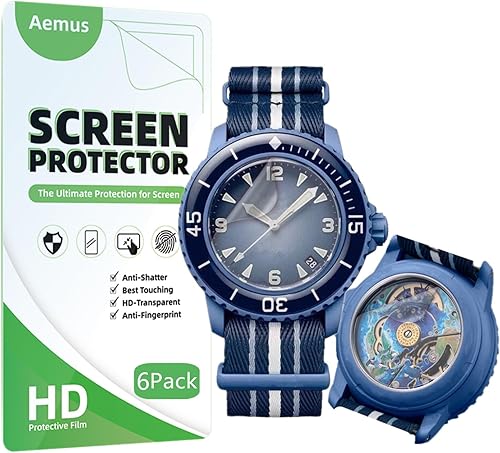 Película protectora compatible con Blancpain X Swatch, (6 unidades) Película de cubierta suave de TPU transparente, protector de pantalla de reloj
