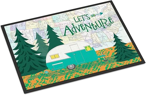 Caroline's Treasures VHA3003MAT Let's Adventure Glamping - Felpudo para puerta delantera, 18 x 27 pulgadas, para interiores y exteriores, para