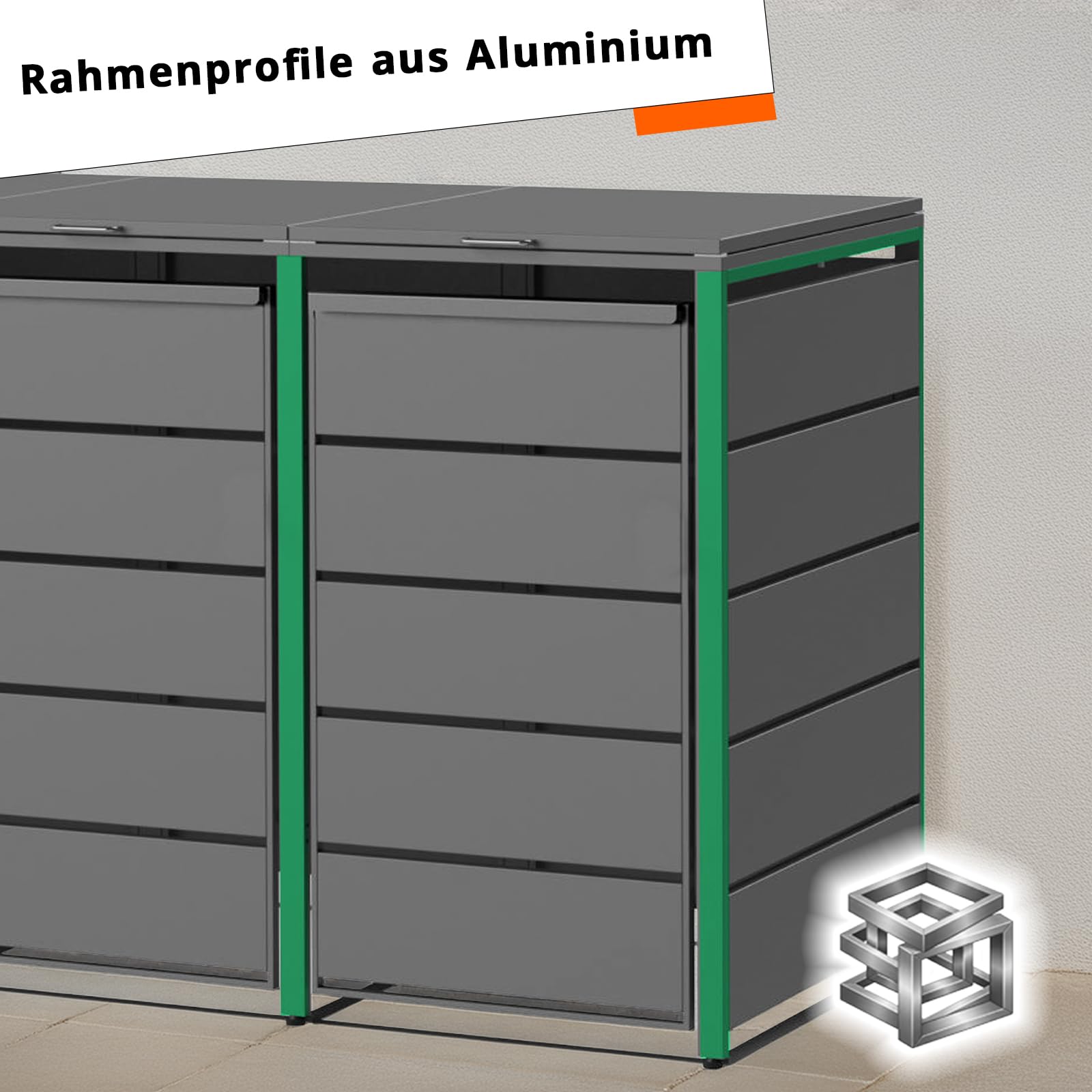 Mülltonnenbox für 3 Tonnen, Mülltonnenverkleidung mit Klappdeckel, Anthrazit