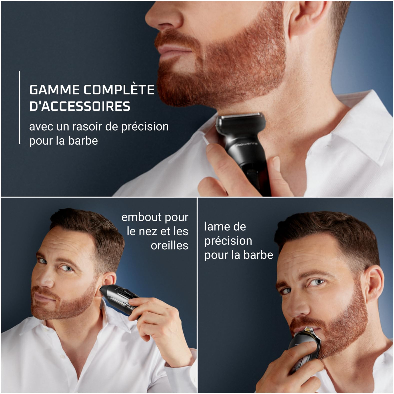 Rowenta Selectium Tondeuse multi-usage 12-en-1, Lames titane, Barbe cheveux et visage, Étanche, Autonomie 120 min, Charge rapide, Indicateur de batterie numérique, Housse de transport TN9461F4