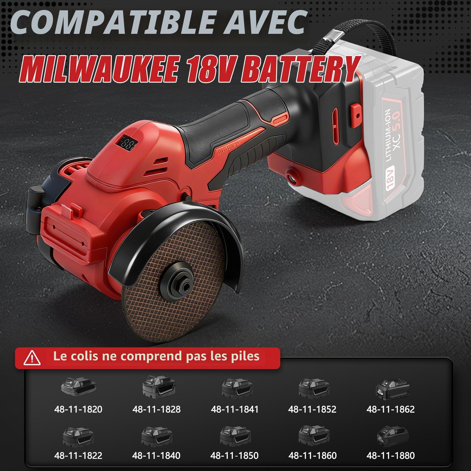 Meuleuse d'angle sans fil 3 pouces pour Milwaukee 18V (sans batterie)