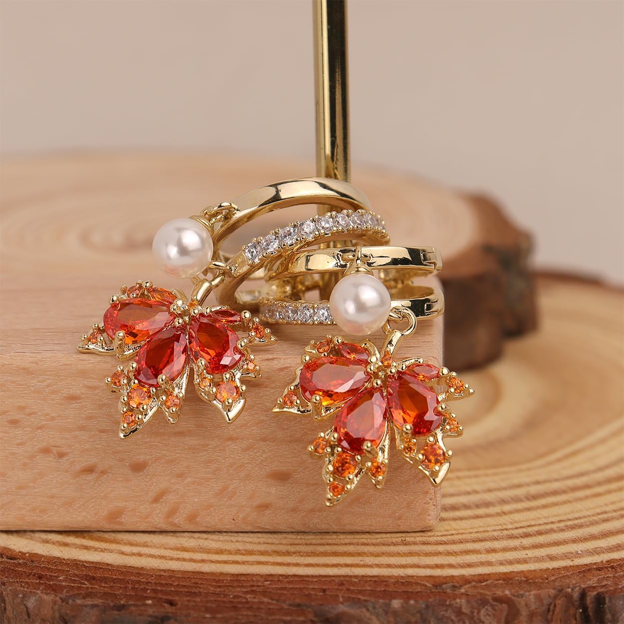 Sonateomber Double Circle Small Diamond Hoop Cartilage Earrings for Women - Sparkly Cubic Zirconia Rhinestone Huggie Snowflake/Pearl/Star Moon/Cube Drop Dangle Earring Valentines Gift - Image 5