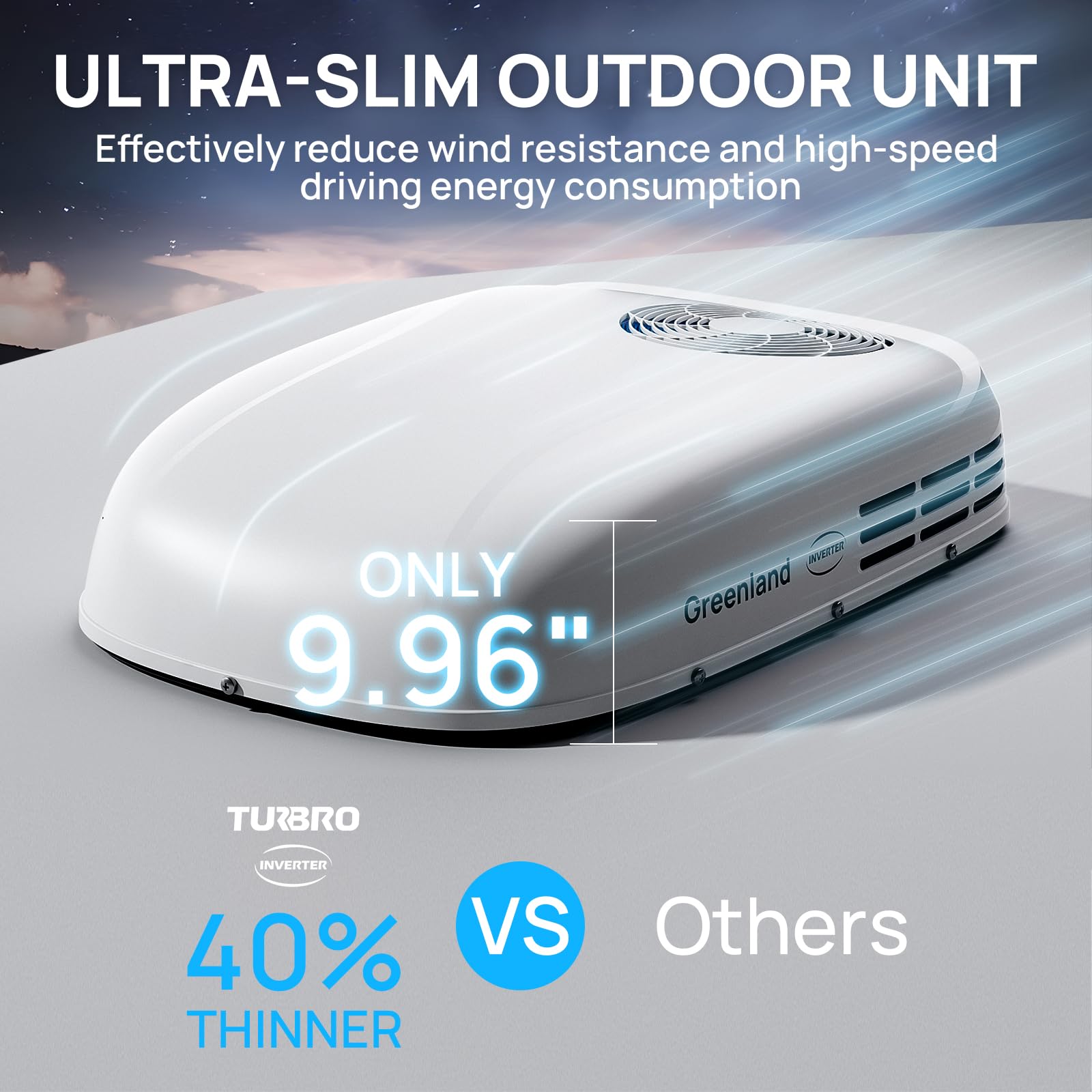 TURBRO Inverter 13 5K BTU RV Air Conditioner with Cooling and Heat Pump Non-Ducted Low-Profile Rooftop Unit Quiet — view 5