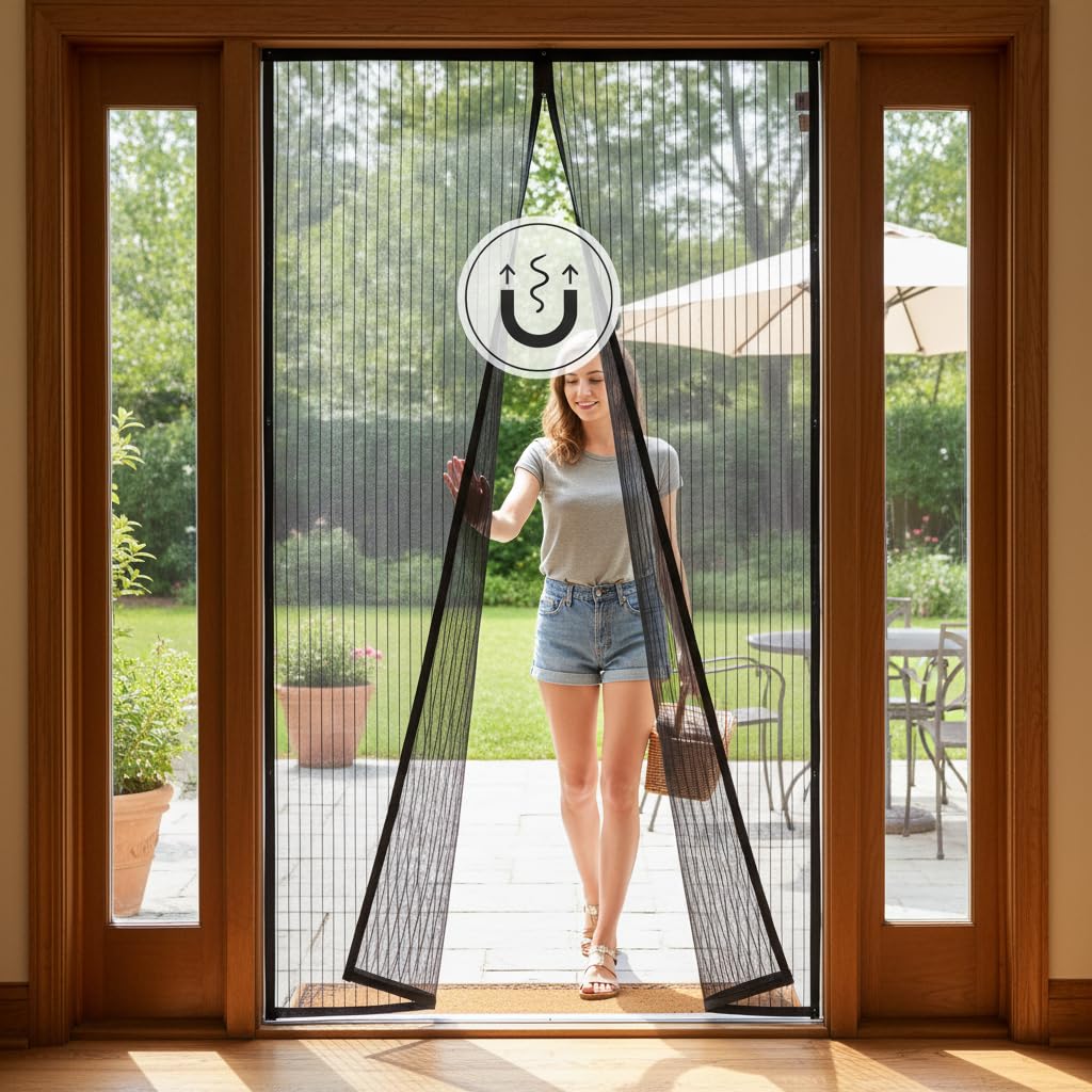 Wakefit Polyester Magnetic Mosquito Net for All Door Types & Sizes, Auto-Closing Insect Screen/Curtain to Keep Mosquito Out, Black, 205x100 cm-image-42