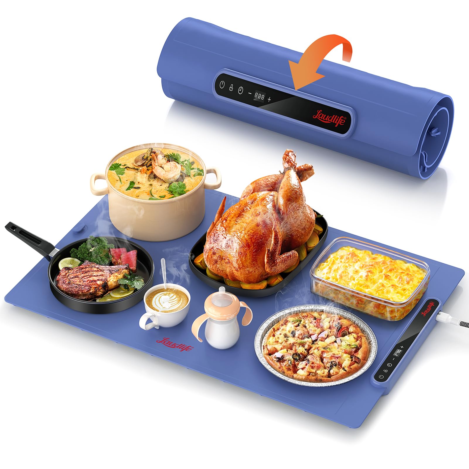 調理器具 Laudlife Silicone Warming Tray BW618 Amazon.com: Laudlife Electric Warming Mat for Food, Roll-Up