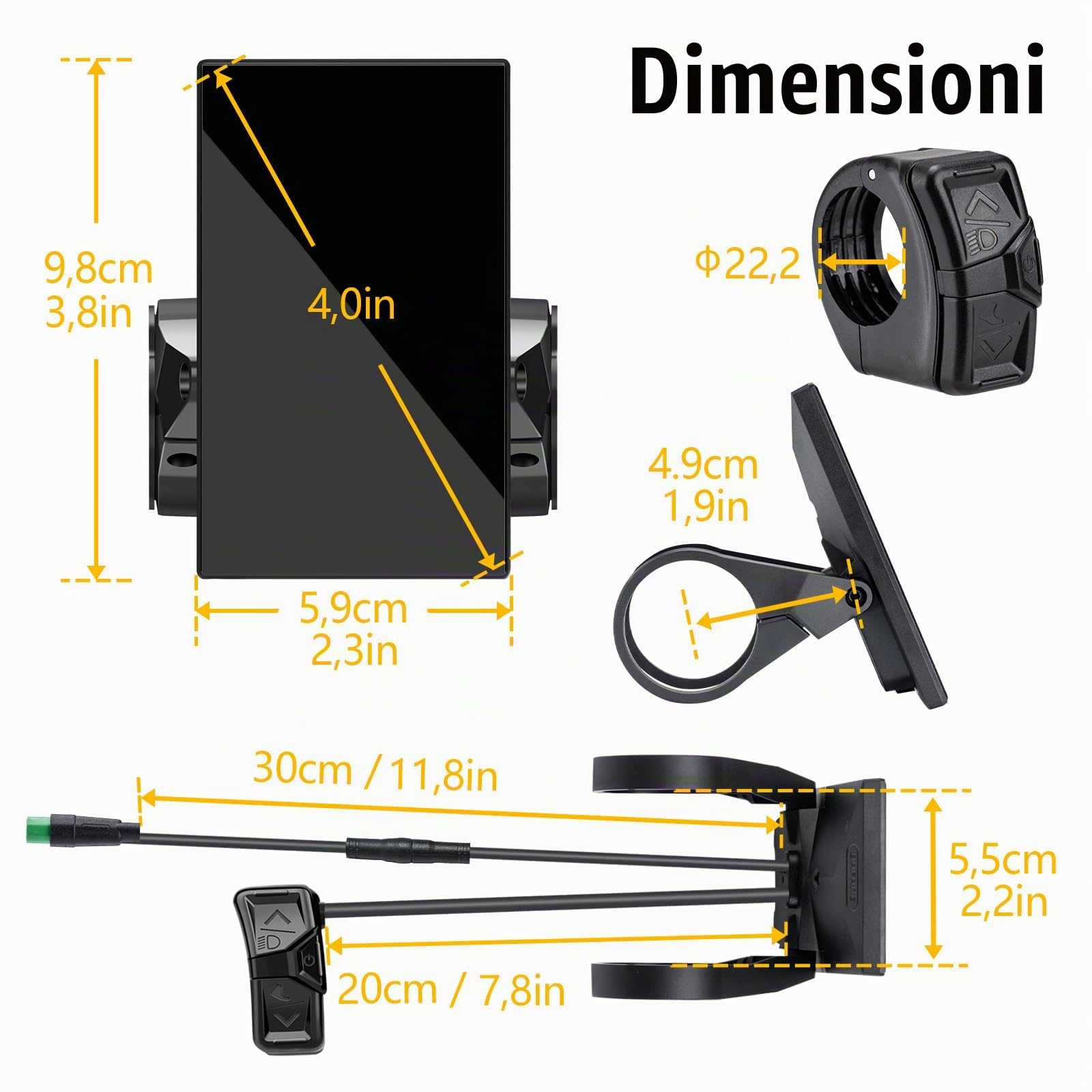 Bafang Display C010 per M400, M500 Mid Motor 0 – 6 livelli di pedalata assistita eBike Computer Display con retroilluminazione automatica CAN Protocollo