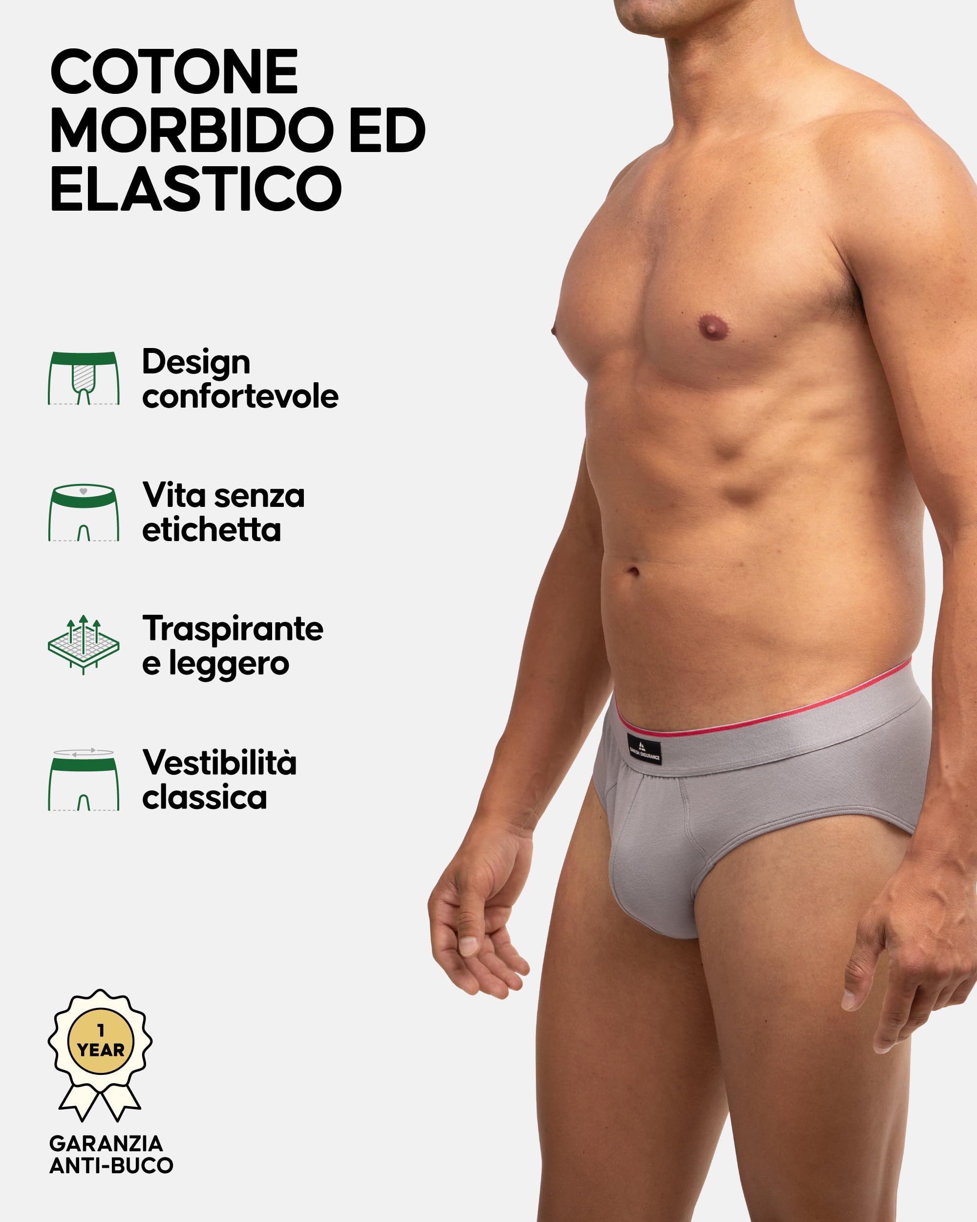 Danish Endurance 6 Pack Slip in Cotone da Uomo, Vita Comoda, Senza Etichette