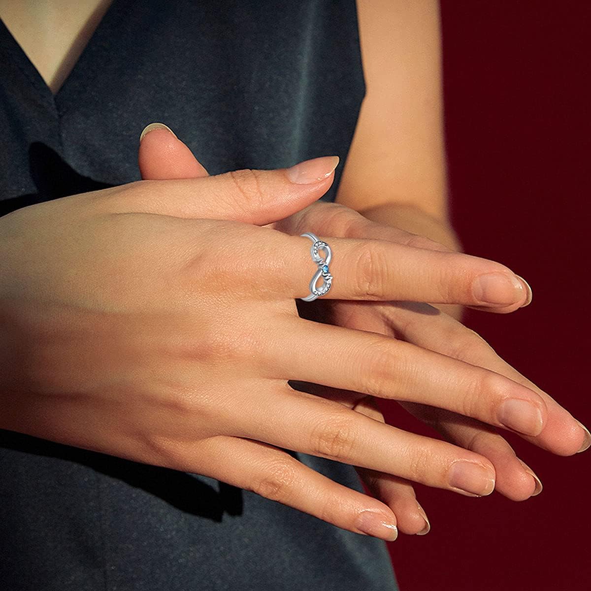 Mothers Day Gift Mom Ring Sterling Silver Infinity Mother Ring with Crystal Gift for Women Mother Grandmother Mother’s Day Gift - Image 2