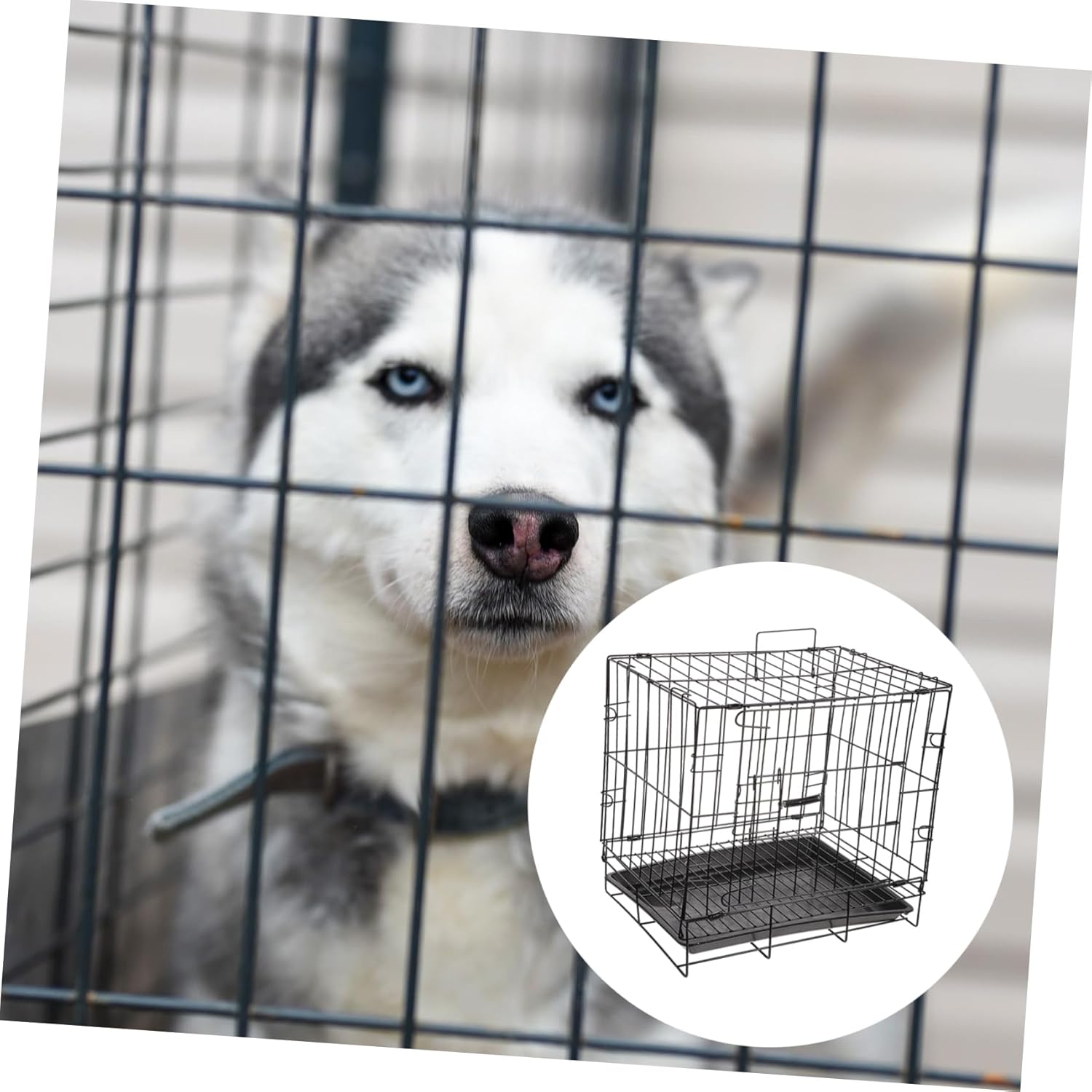 Toyvian Foldable Dog Cage for Medium and Small Dogs Heavy Duty Iron Wire PET Crate Removable Tray and Double-Door Design for Indoor and Outdoor Use