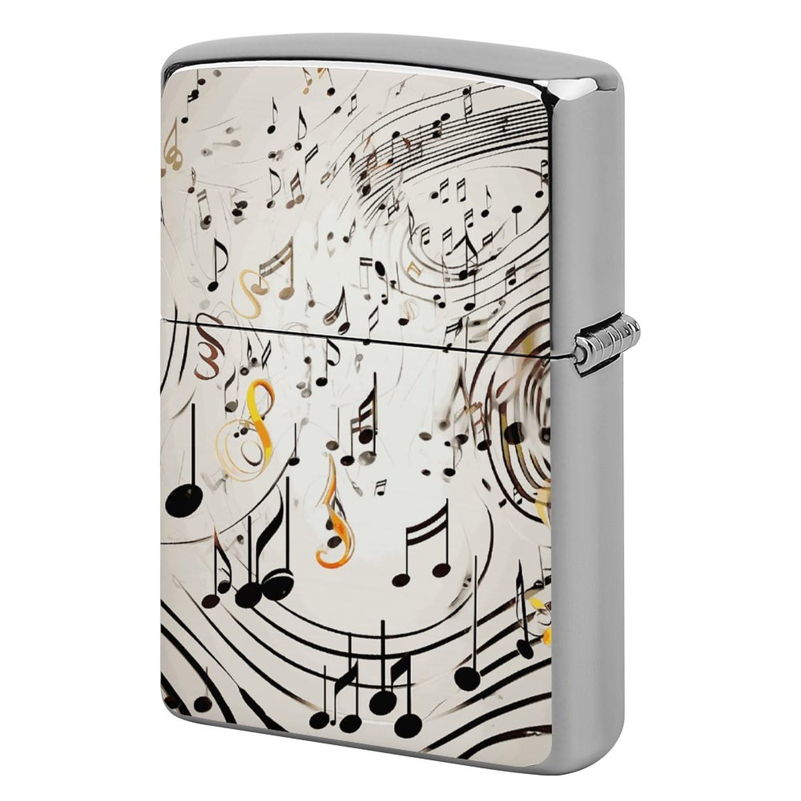 Music Notes Print Lighter Case for Men, Personalized Lighter Cover for Valentine's Day Gifts, Flip-Top Lighters Shell for Outdoor, Portable Lighters Protective Sleeve