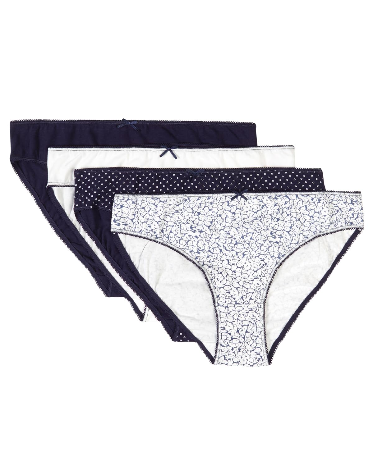 Slenderella Women's Navy Slenders 4 Pack Cotton Mini Brief Bf83 Medium