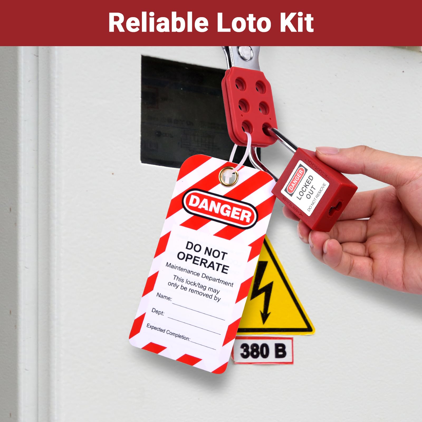 Kit de etiquetado de bloqueo loto eléctrico de seguridad, bloqueo de disyuntor de circuito con abrazadera, dispositivo de enchufe eléctrico, cerrojo de bloqueo, candado, etiqueta de loto con bolsa de
