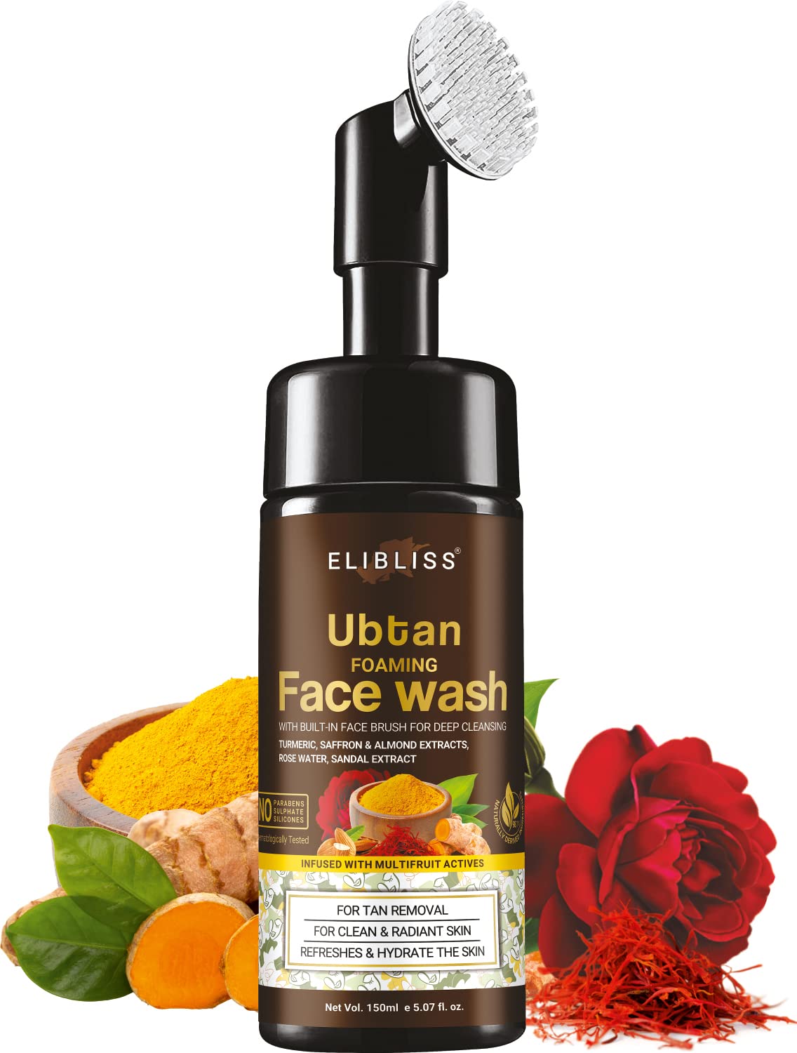 Elibliss Ubtan Foaming Face Wash with BuiltIn Face Brush for Deep