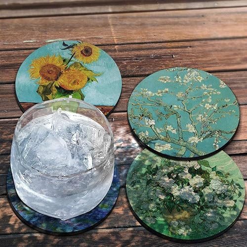 Miniatura 4 de Girasoles azules, flor de almendra, jarrón con rosas rosadas por Vincent Van Gogh, Claude Monet diseño de lirios acuáticos absorbentes de tela