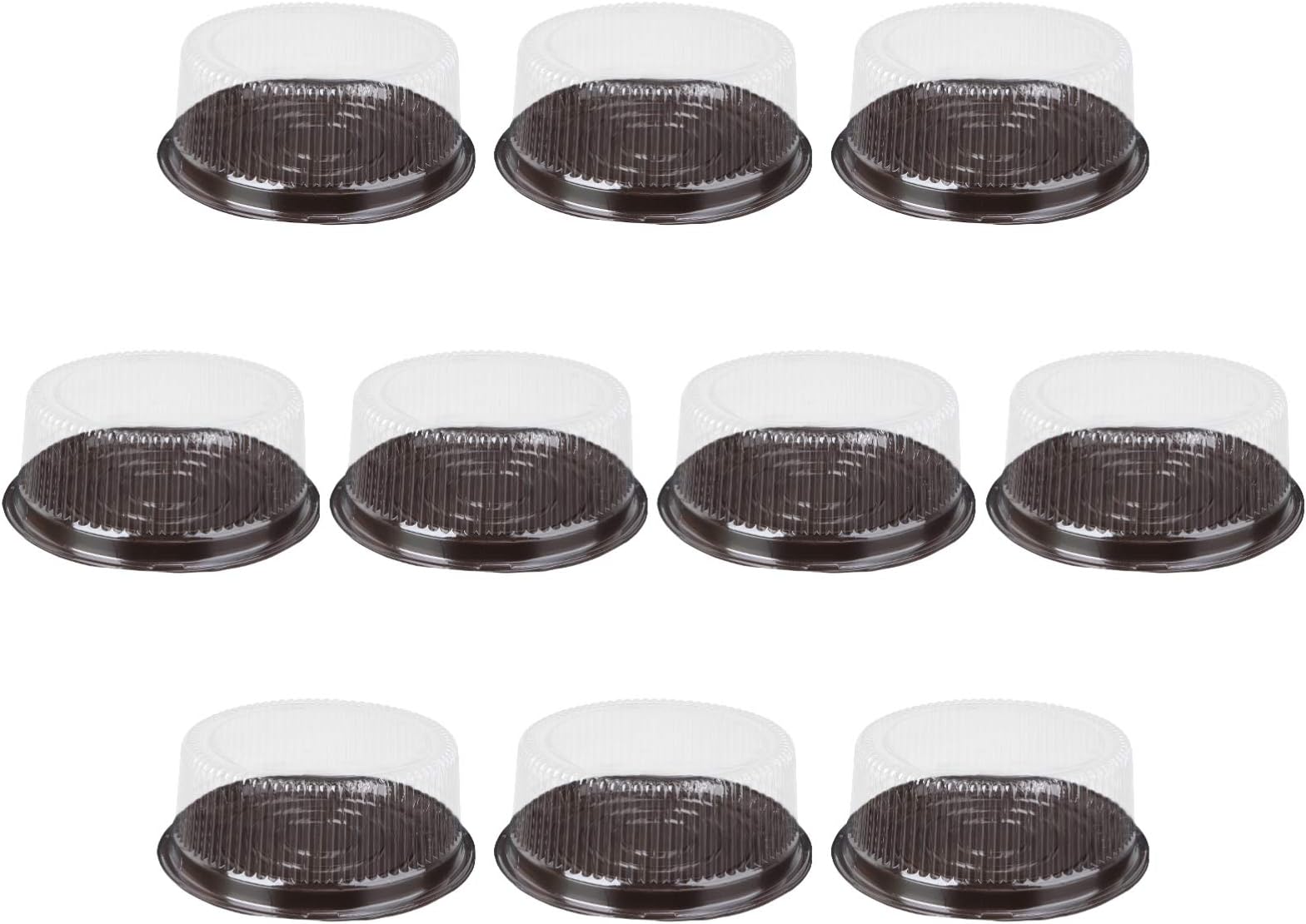 Lurrose 10Pcs Disposable Cake Container with Dome Lids Plastic Cake Box Round Cake Carriers Transport Cake Holder Display Case for Birthday Wedding 8Inch