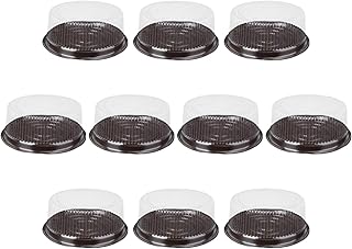 10pcs Plastic Disposable Cake Containers Carriers with Clear Lids and Boards,Clear Cake Box Round Disposable Cupcake Containers Cake Platter with Cover for Birthday Wedding Mooncake 8inch