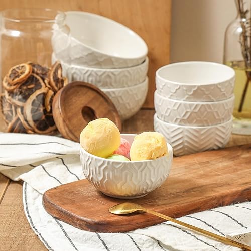 Miniatura 2 de Sureasy - Juego de cuencos de cerámica para helado de 4 a 12 onzas, cuencos pequeños de postre blancos para cocina, perfectos para arroz, fruta y