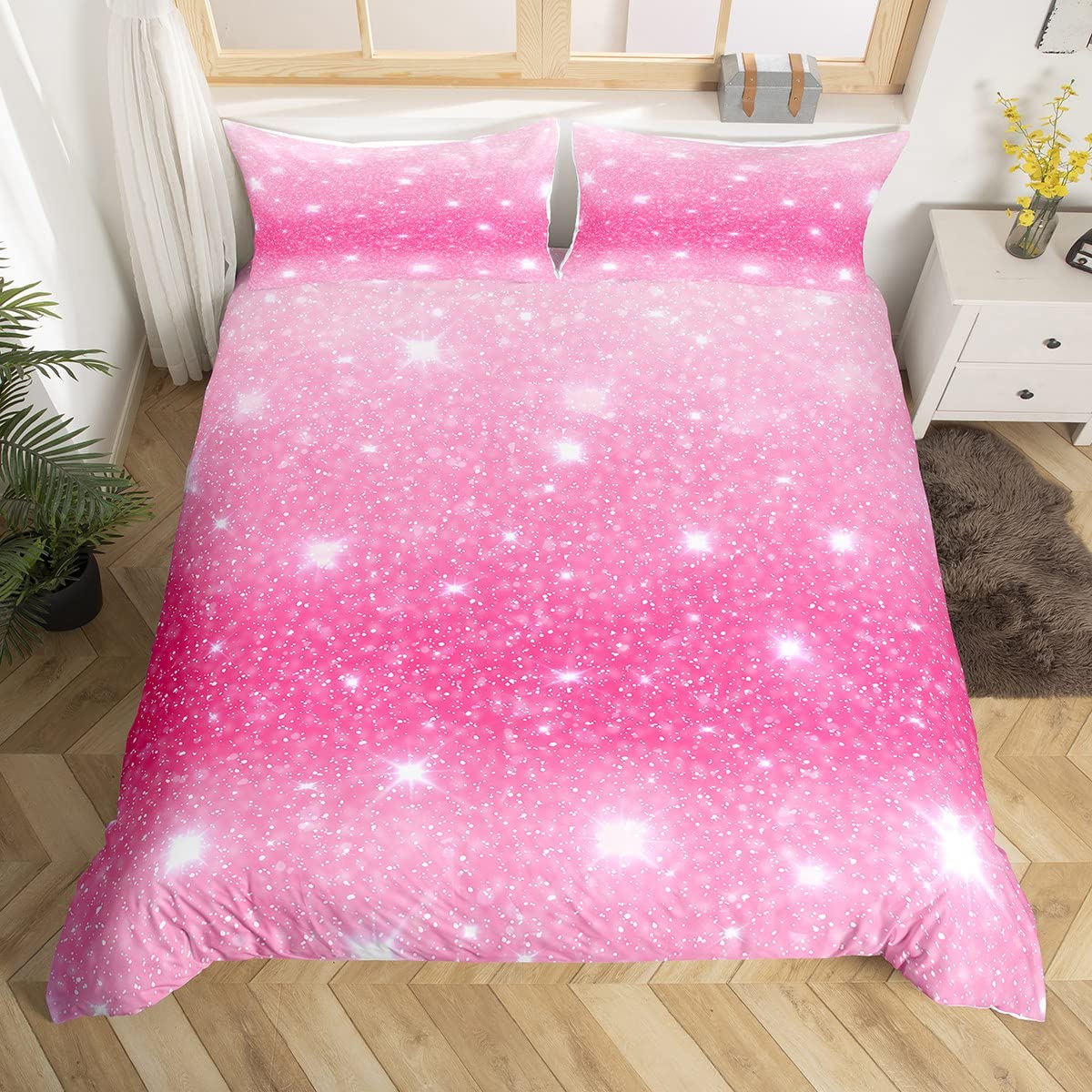 Housse de couette Galaxie Rose pour décorer la chambre enfant