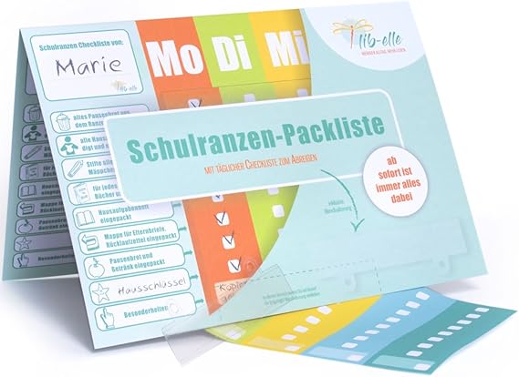 Schulranzen Packliste – Checkliste für das tägliche Packen der Schultasche | inkl. Stundenplan ...