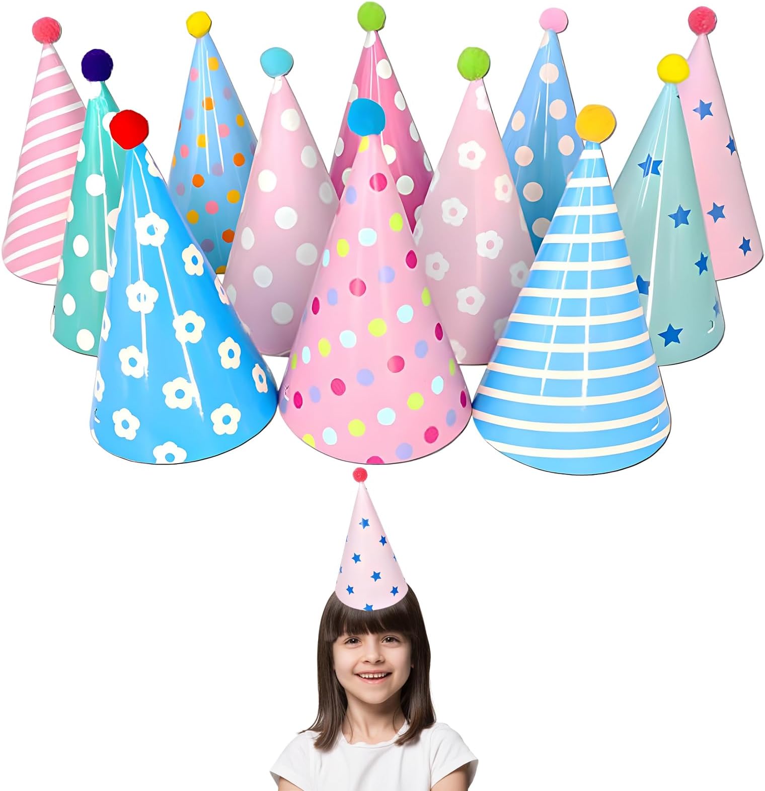 12 Mini Party Hats for Cuddly Toys, Party Hats Children's Birthday, Party Hat Adults, Birthday Hats, Colourful Party Hats for Festive Occasions