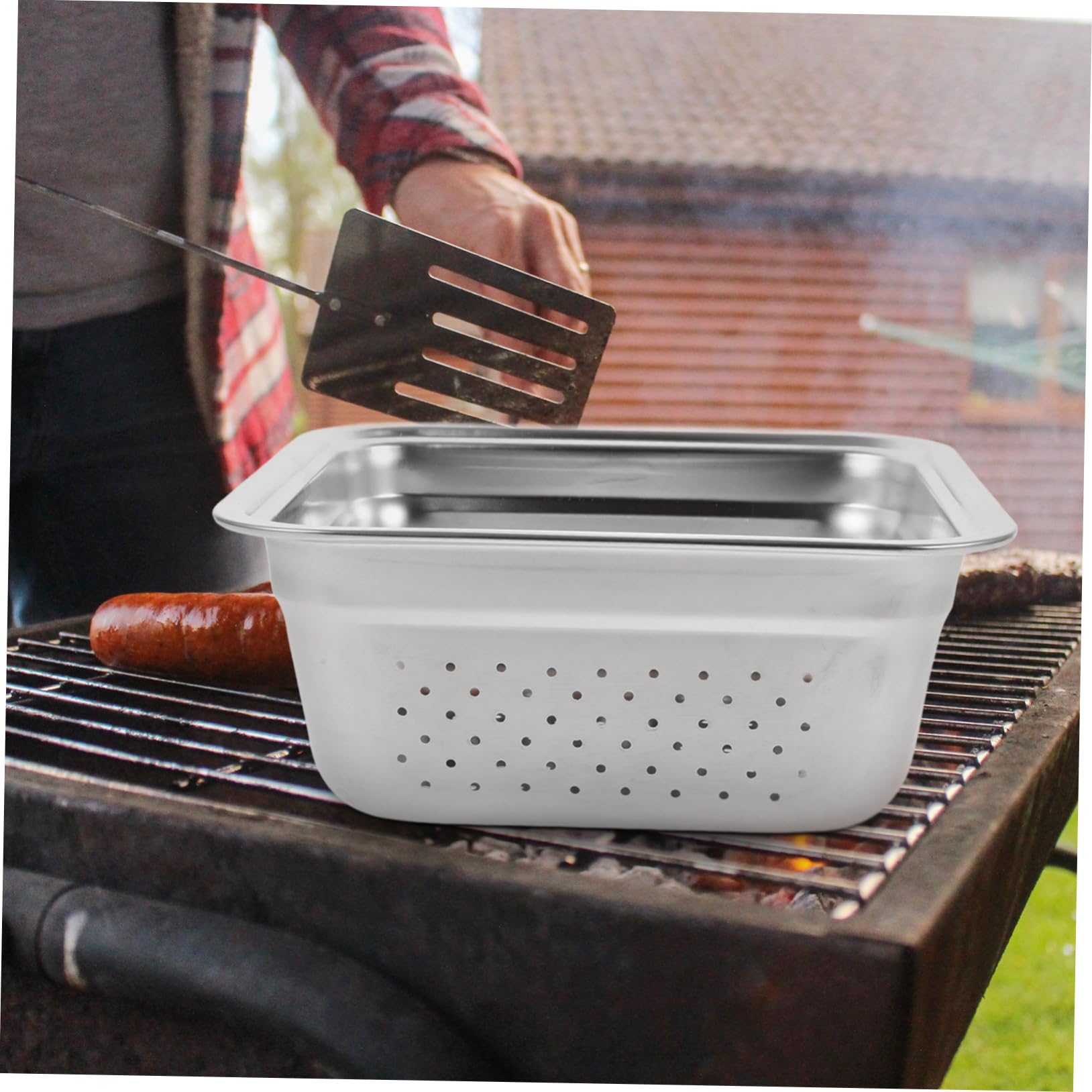 ORFOFE Teglia in Acciaio Resistente Per Arrosti Vassoio Per Barbecue Vassoi Per Grigliare Verdure Accessori Per Barbecue Da Esterno