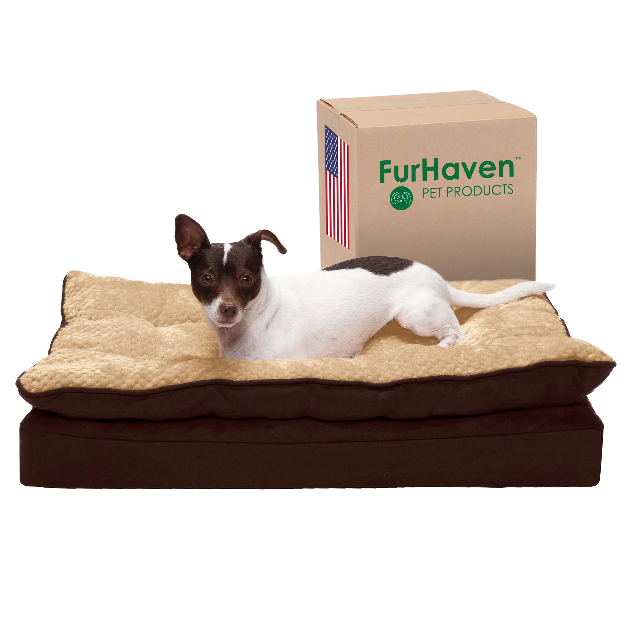 Furhaven Orthopedic Dog Bed for Medium/Small Dogs w/ Pillow Cushion Top