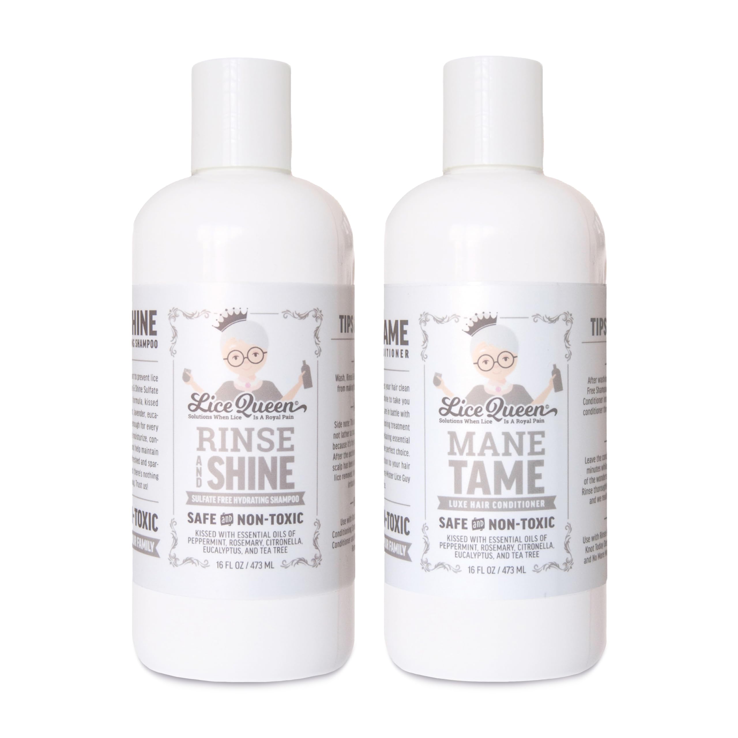 Shampoo and Conditioner | Head Lice Prevention and Treatment for Kids & Adults | Kills Lice & Eggs | Natural Formula with Loved Scent | 16 FL Oz Each