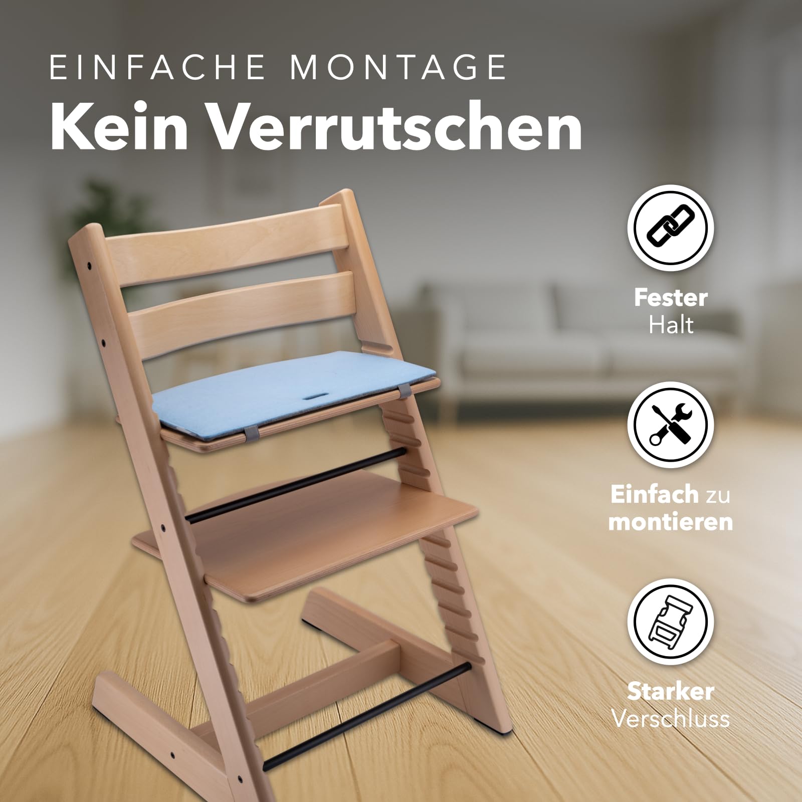 mahona Sitzkissen kompatibel mit Stokke Tripp Trapp Hochstuhl - Filz | Sitzpolster abwaschbar und rutschfest, Kissen Auflage für Treppenhochstuhl aus Holz, Zubehör für Baby und Kinderstuhl
