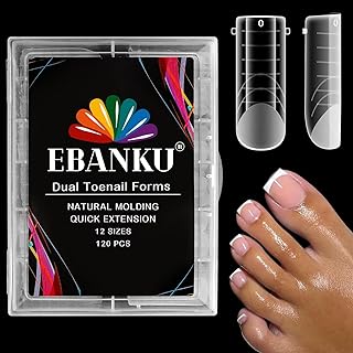 EBANKU Poly Gel Toenail Kit, Toe Dual Nail Forms Reusable Poly Gel Nail Kit for Toe Nail Extension Gel Press on Toe Nail Tips Poly Gel Toenail Forms for Women Pedicure Tools, 120PCS, 120 Sizes