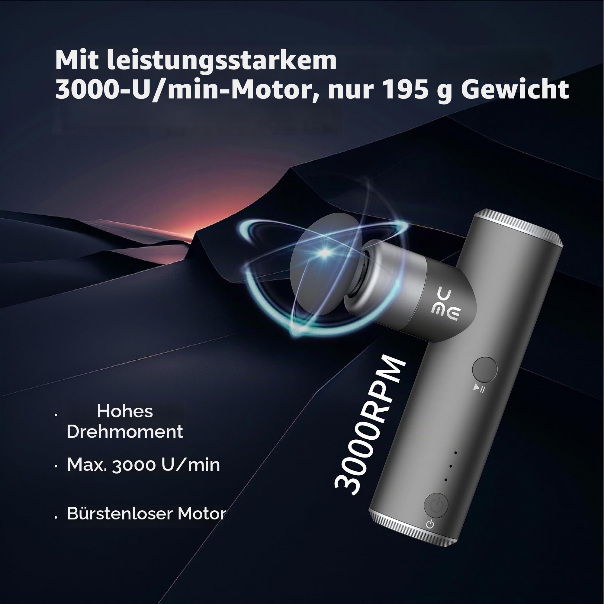 Breo S1mini Handheld Super mini Massagepistole Deep Muscle Tissue,0,195kg | 4 Intensitätsstufen,3 abnehmbare Massageköpfe,3200 U/Min leise Kraftvoll, Leise,Kompakt,Für Sport, Büro und Reisen,Schwarz