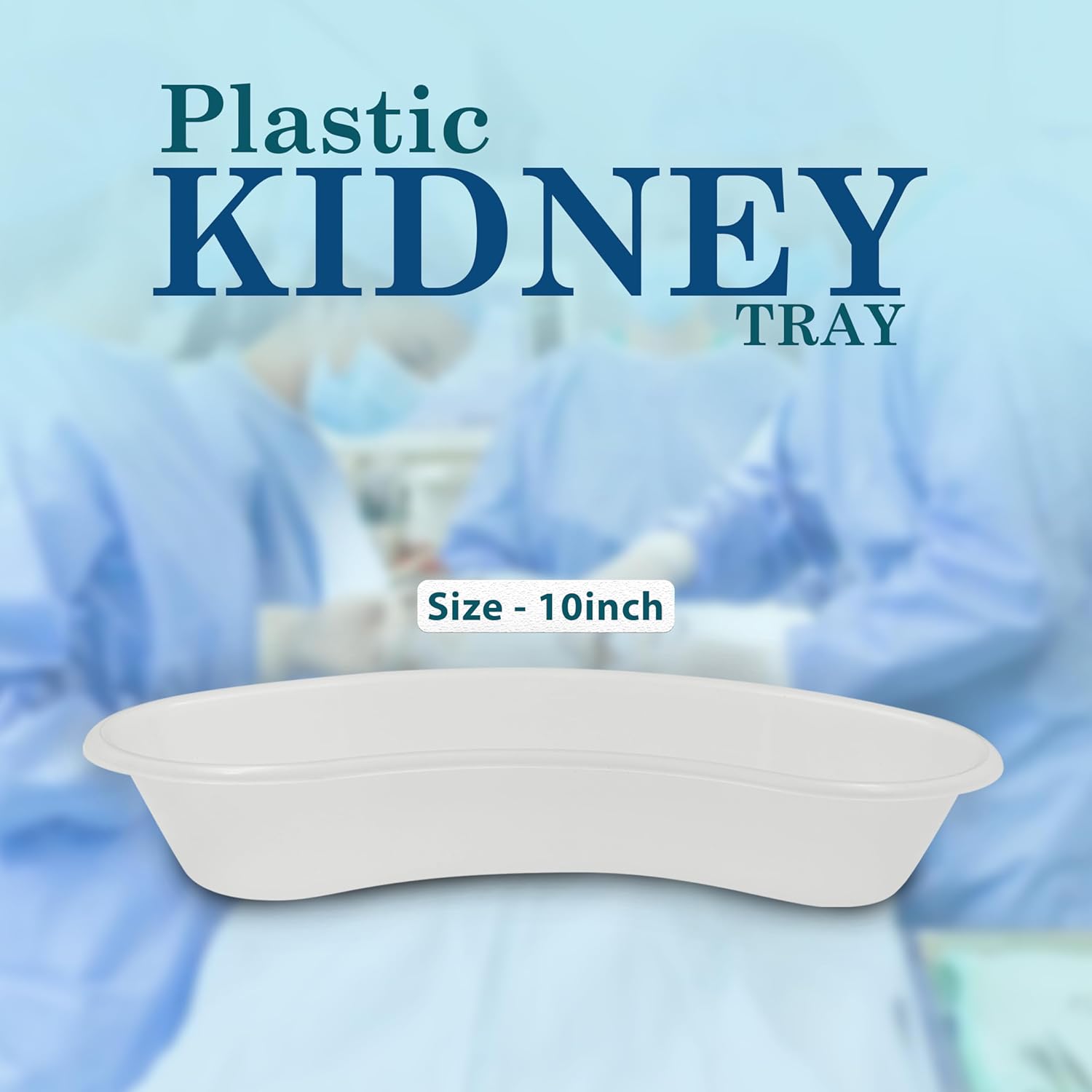 OTICA Reusable Plastic Kidney Tray | Hygienic Solution for Medical and Surgical Needs and Versatile and Convenient for Medical and Home Use - White (Size 10 Inch) pack of 2