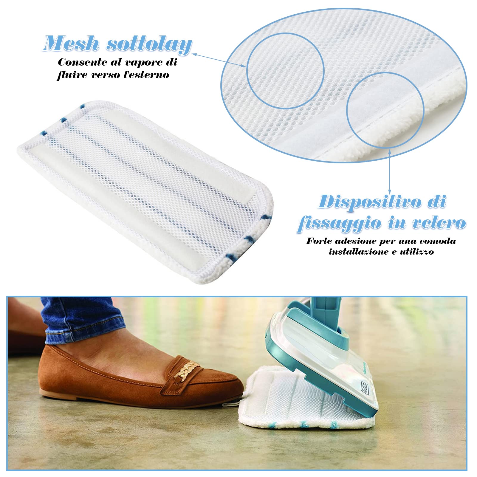 Kit panni microfibra 3pz VAPOUR Kit panni di ricambio per scopa a vapore M2R e M4 | Euroflex
