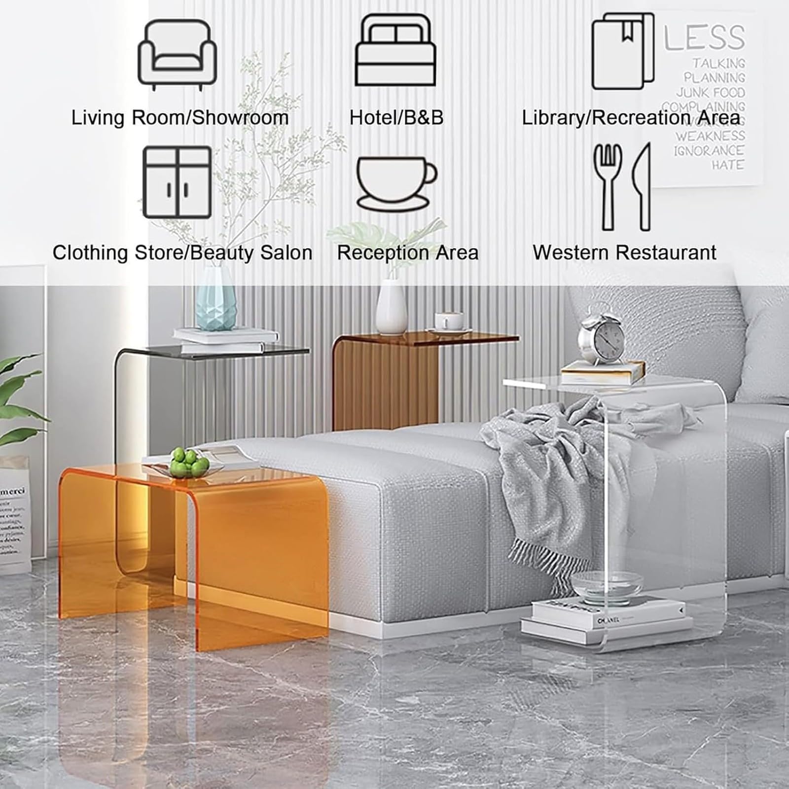 Table d'appoint en Acrylique, Petite Table Ronde sur Pied, Transparente, Style Moderne (D/30x30x60cm)