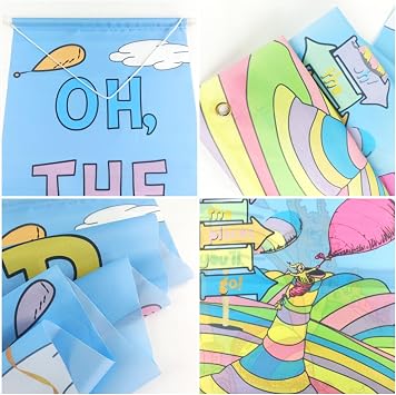 Porch Banner for Oh The Places You'll Go with 70.8X11.8, Theme Party Decorations Hanging Banner for Kindergarten Preschool Graduation Decorations