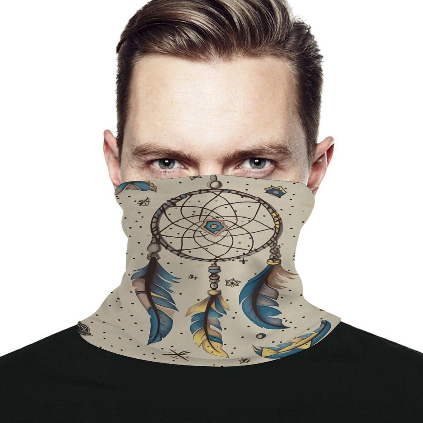 BFGWK Neck Gaiter Fashionable Dream Catcher And Moon Printing Neck Warmer Windproof Face Mask For Ski Snowboard