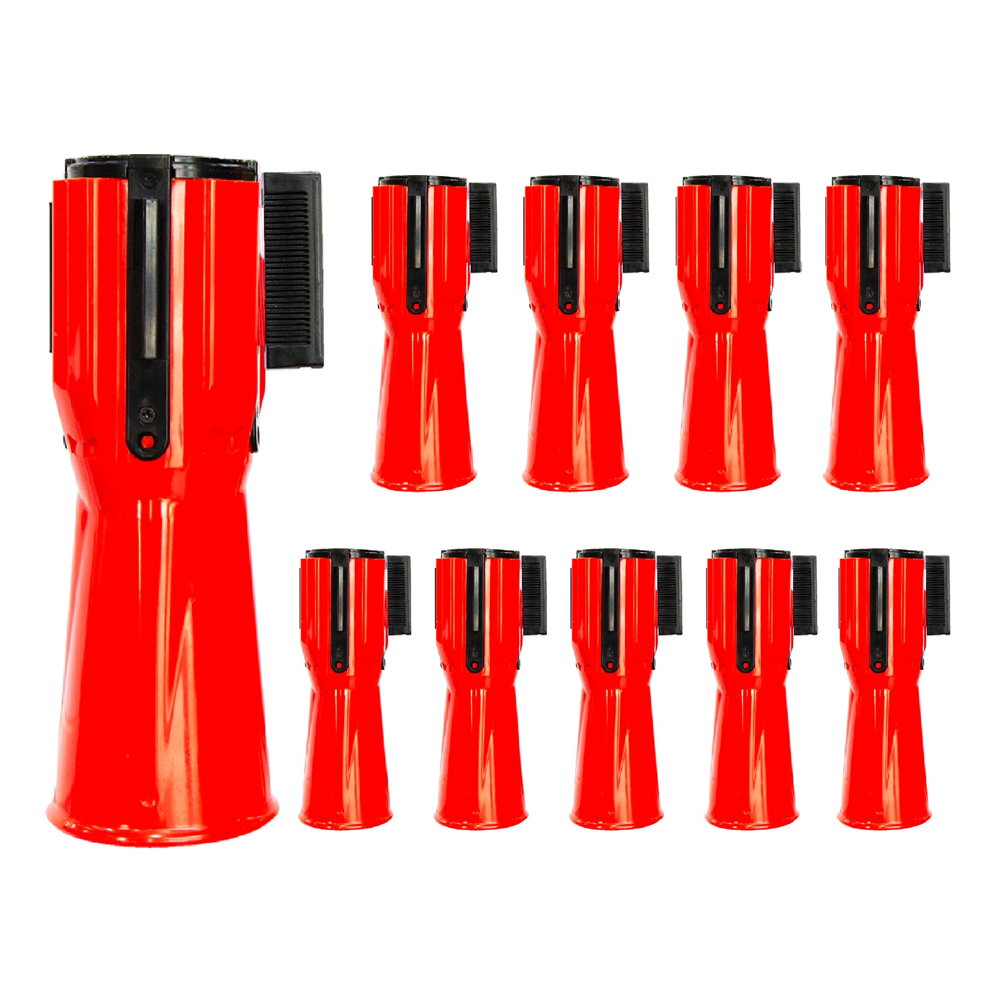 Retractable Traffic Cone Caution Tape 3 Meter | Retractable Ribbon 3 Mtr Red | Cone Mountable Emergency Warning Belt | High Visibility Red Retractable Topper for Traffic Cone - 10 Pcs